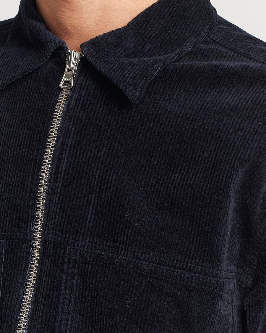 Mies | Kauluspaidat | NN07 | Isak Full Zip Corduroy Overshirt Navy Blue