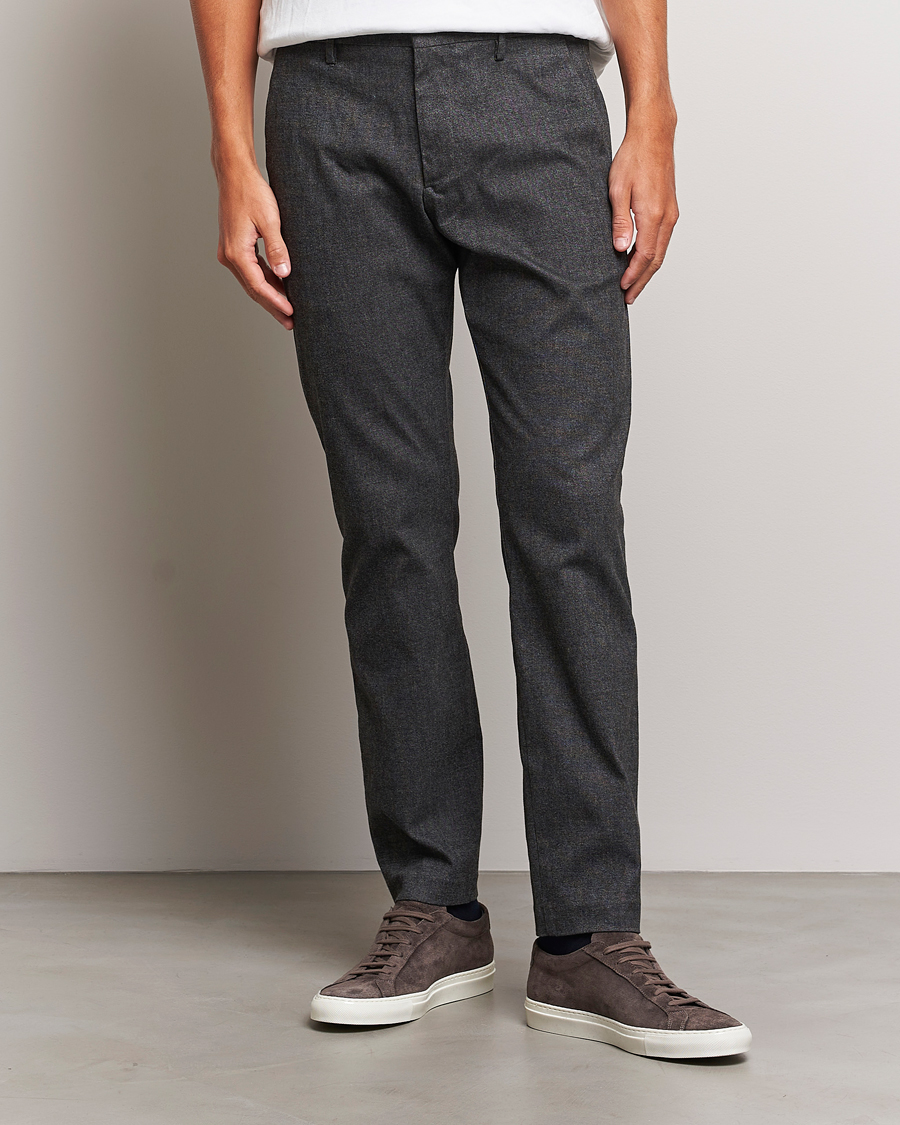 Mies |  | NN07 | Theo Regular Fit Structured Stretch Chinos Black Melange