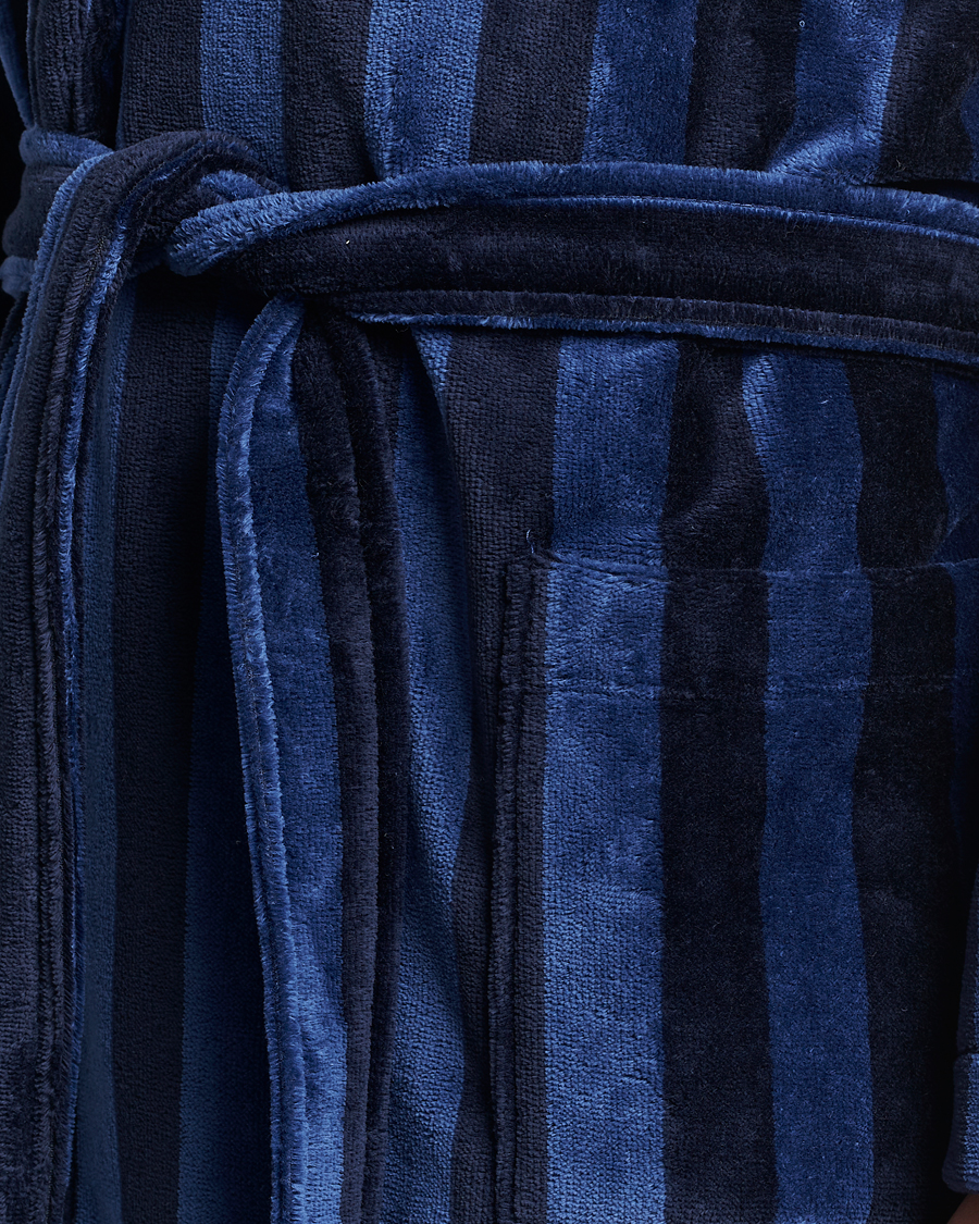 Mies | Yöpuvut ja kylpytakit | Derek Rose | Striped Cotton Velour Gown Navy