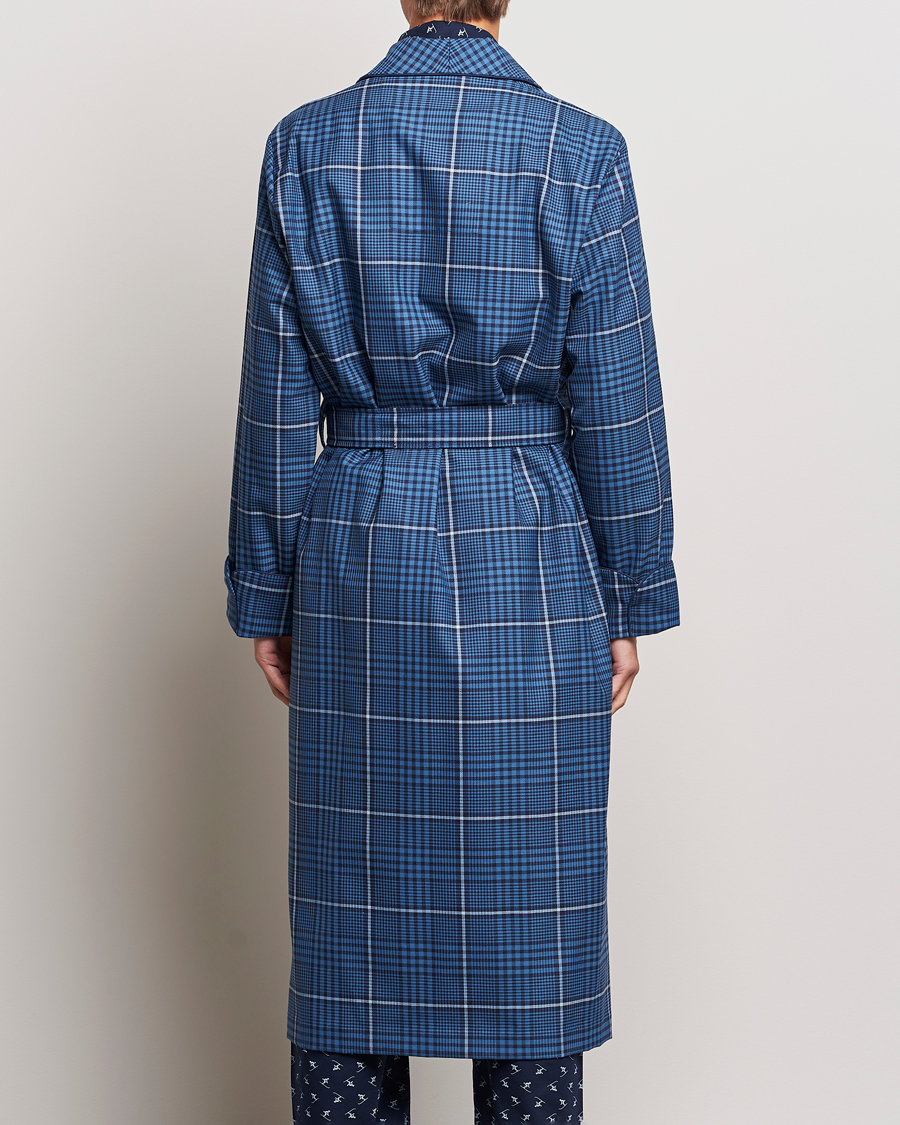 Mies | Yöpuvut ja kylpytakit | Derek Rose | Wool Checked Gown Blue