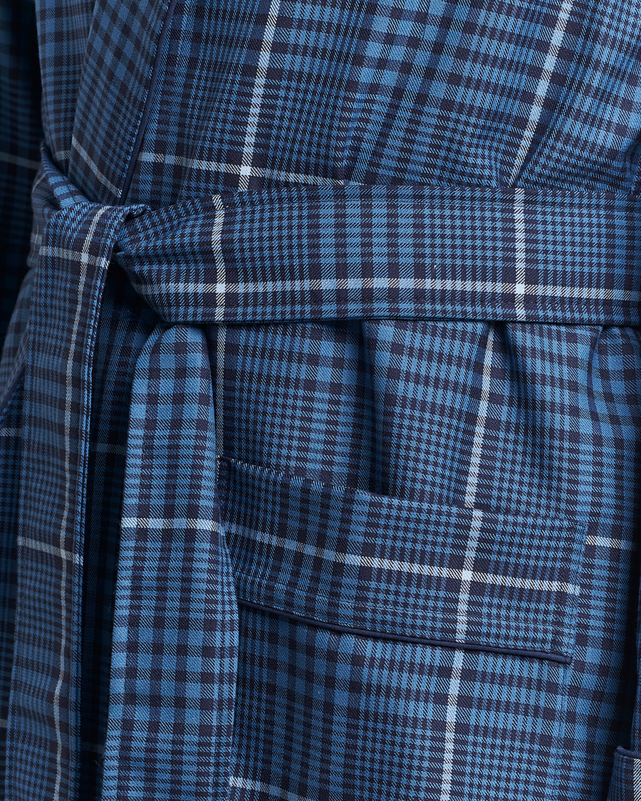 Mies | Yöpuvut ja kylpytakit | Derek Rose | Wool Checked Gown Blue