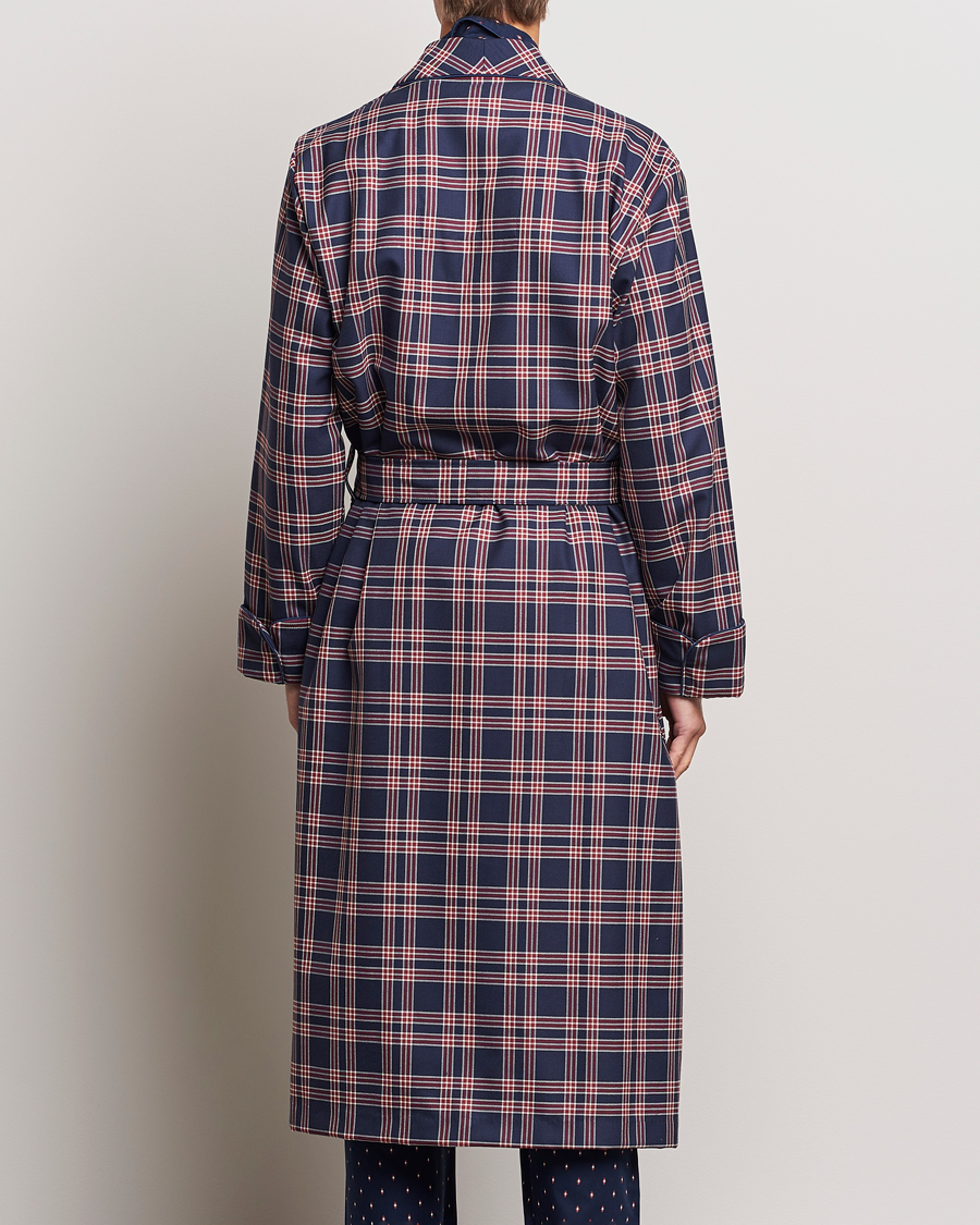 Mies | Yöpuvut ja kylpytakit | Derek Rose | Wool Checked Gown Navy