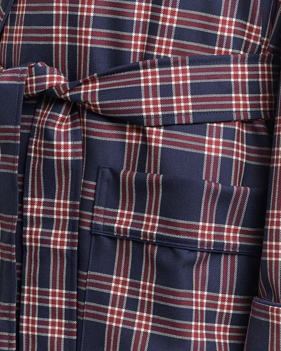 Mies | Yöpuvut ja kylpytakit | Derek Rose | Wool Checked Gown Navy