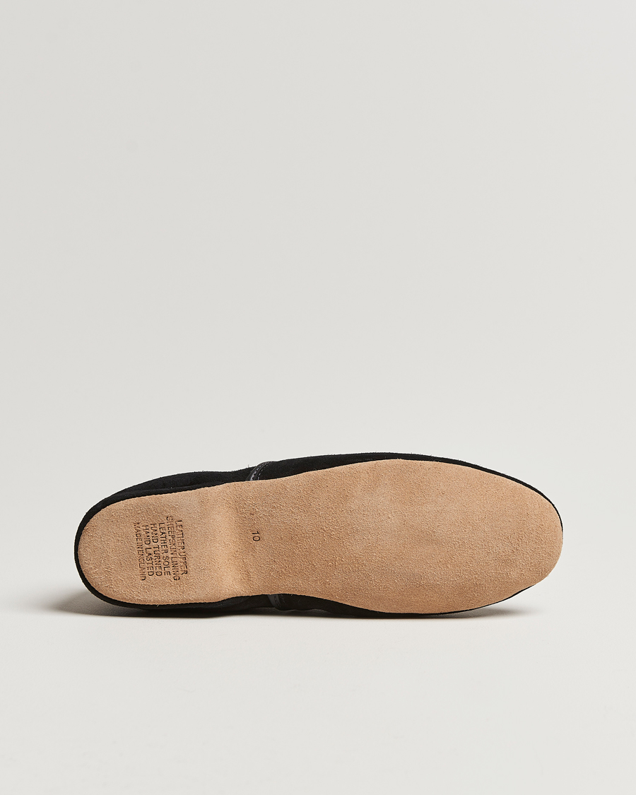 Mies | Derek Rose Crawford Sheepskin Suede Slippers Black | Derek Rose | Crawford Sheepskin Suede Slippers Black