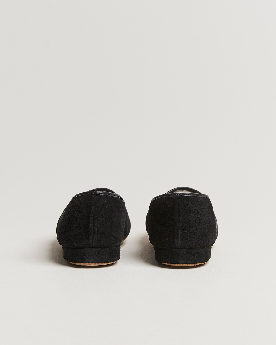 Mies | Derek Rose Crawford Sheepskin Suede Slippers Black | Derek Rose | Crawford Sheepskin Suede Slippers Black