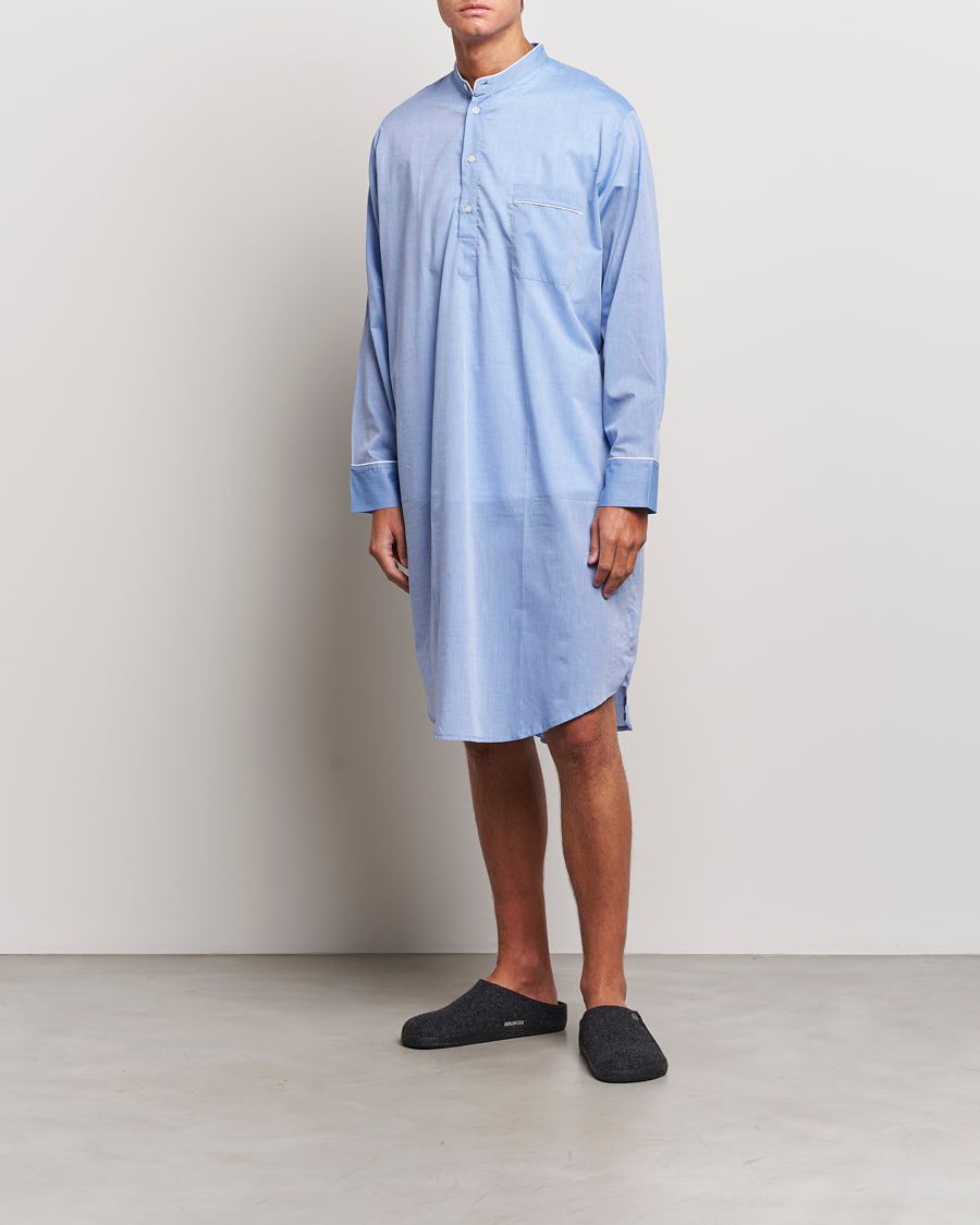 Mies | Derek Rose Cotton Pullover Nightshirt Light Blue | Derek Rose | Cotton Pullover Nightshirt Light Blue