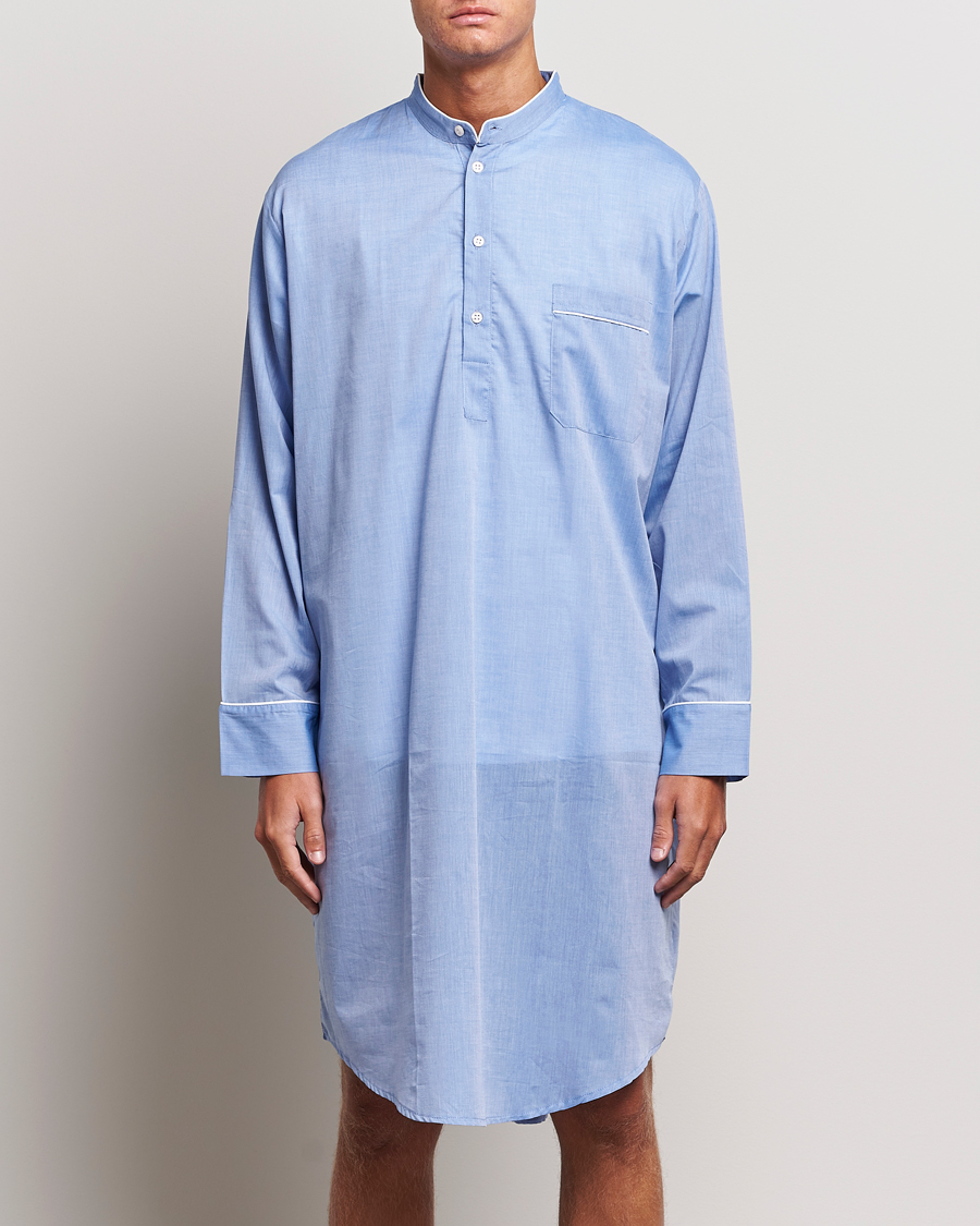 Mies | Derek Rose Cotton Pullover Nightshirt Light Blue | Derek Rose | Cotton Pullover Nightshirt Light Blue