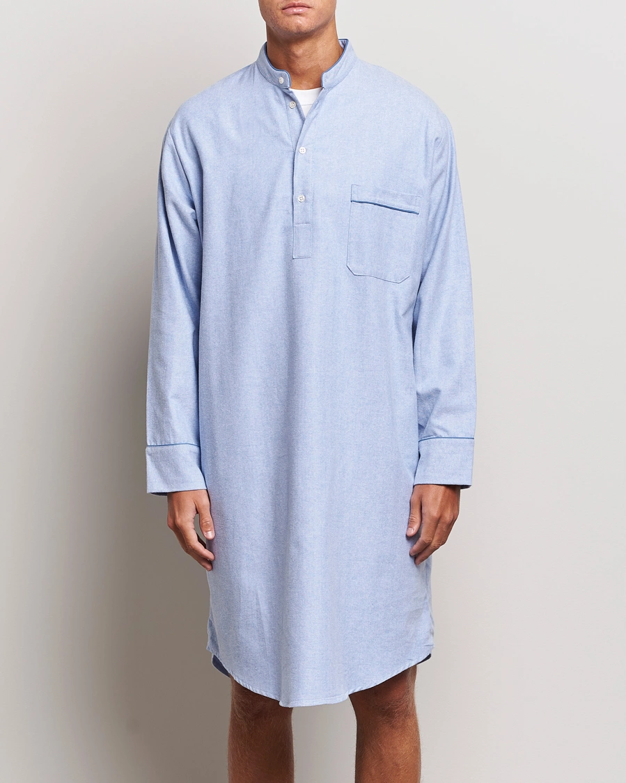 Mies |  | Derek Rose | Cotton Pullover Nightshirt Light Blue