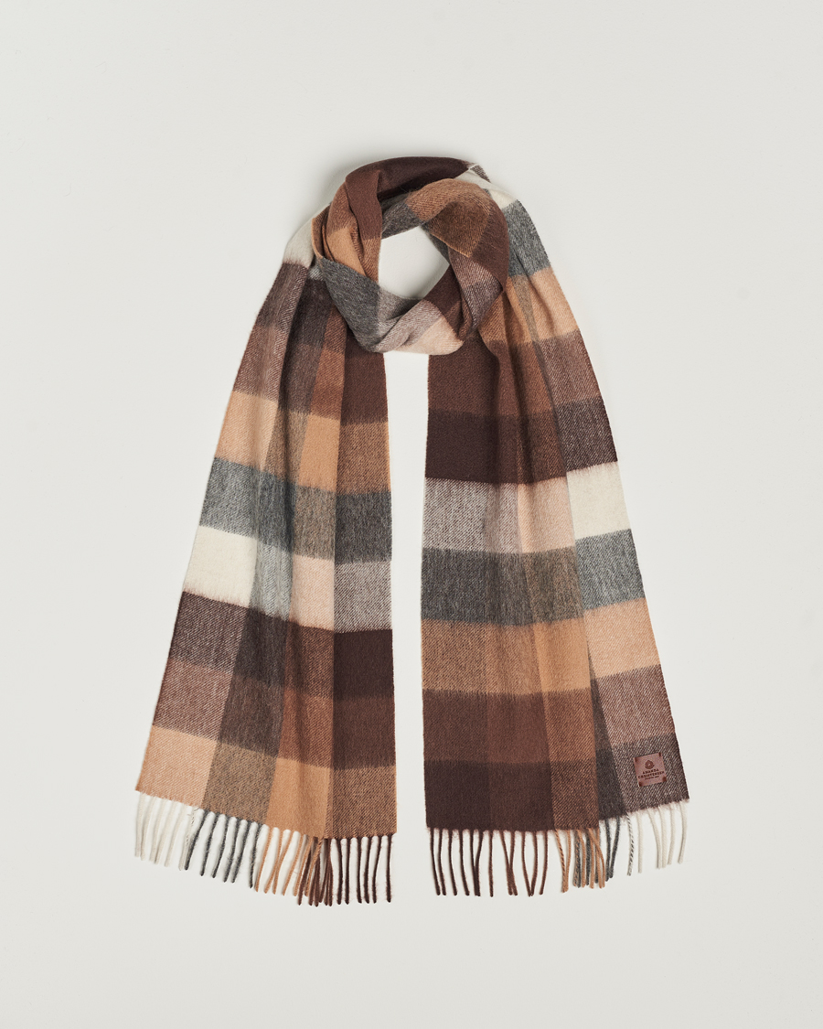 Mies | Amanda Christensen Merino Wool Block Check Scarf Brown Multi | Amanda Christensen | Merino Wool Block Check Scarf Brown Multi