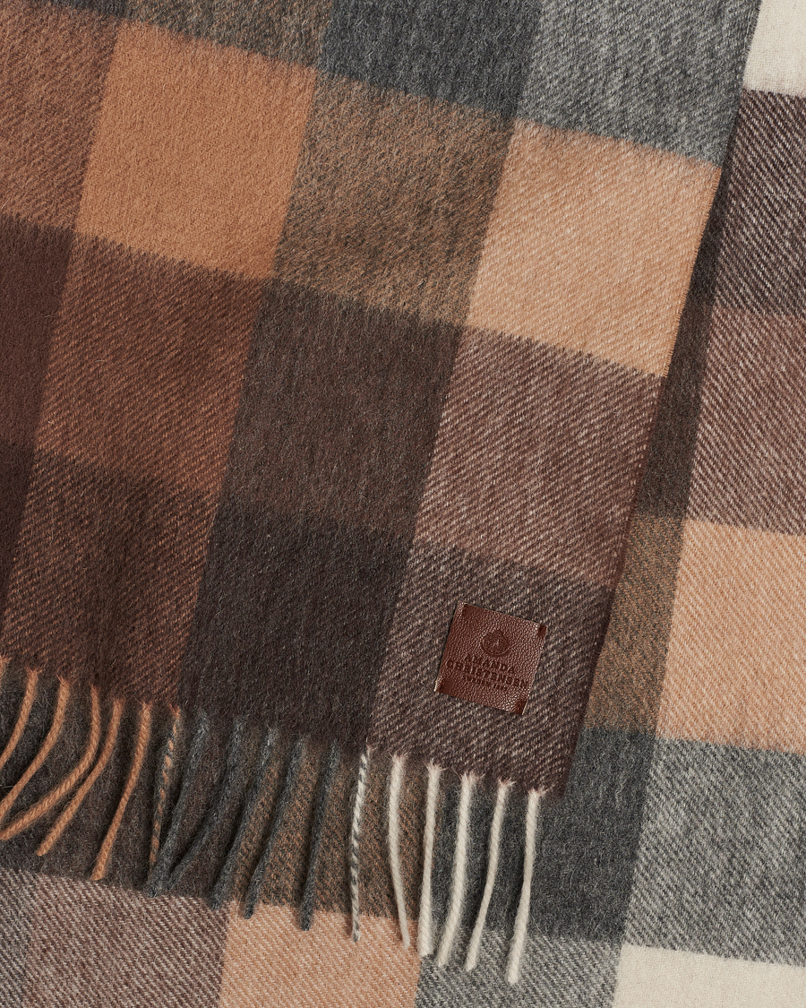 Mies | Amanda Christensen Merino Wool Block Check Scarf Brown Multi | Amanda Christensen | Merino Wool Block Check Scarf Brown Multi