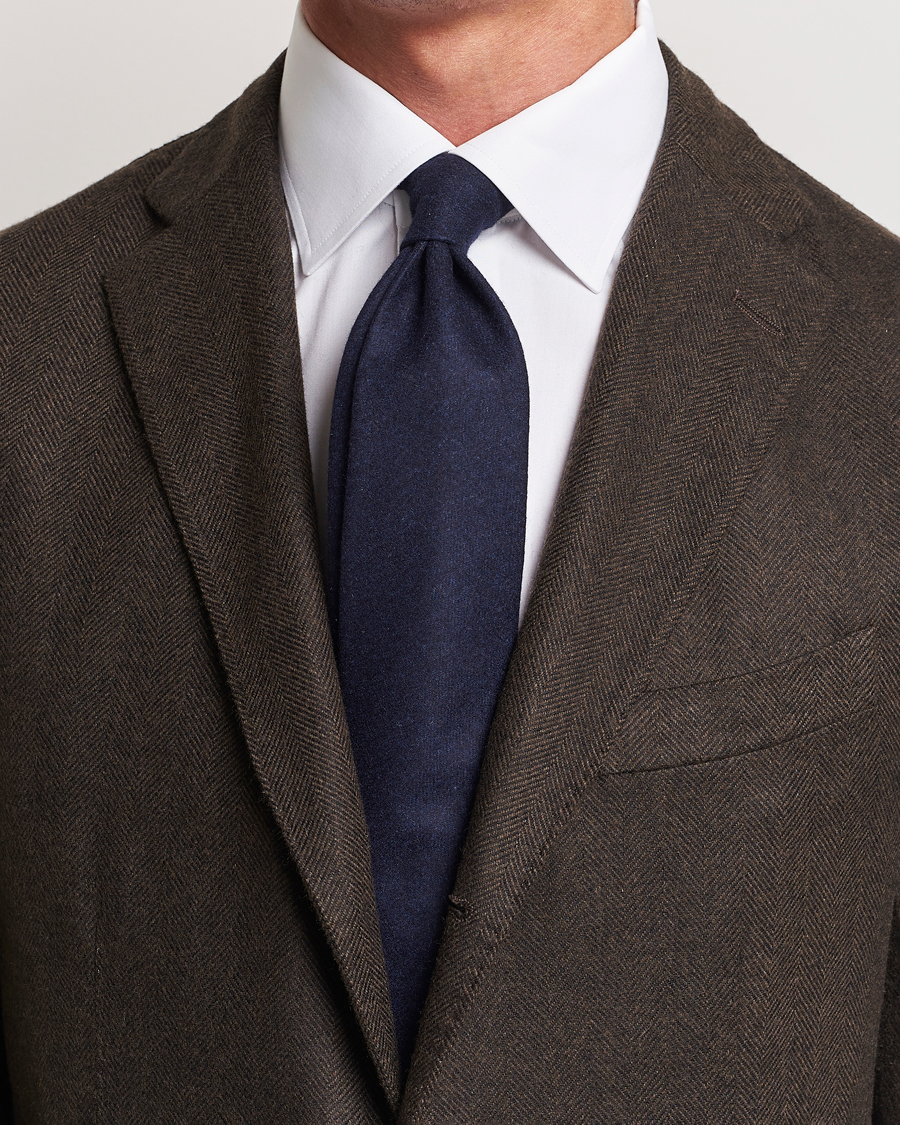 Mies |  | Amanda Christensen | Wool Flannel 8cm Tie Navy