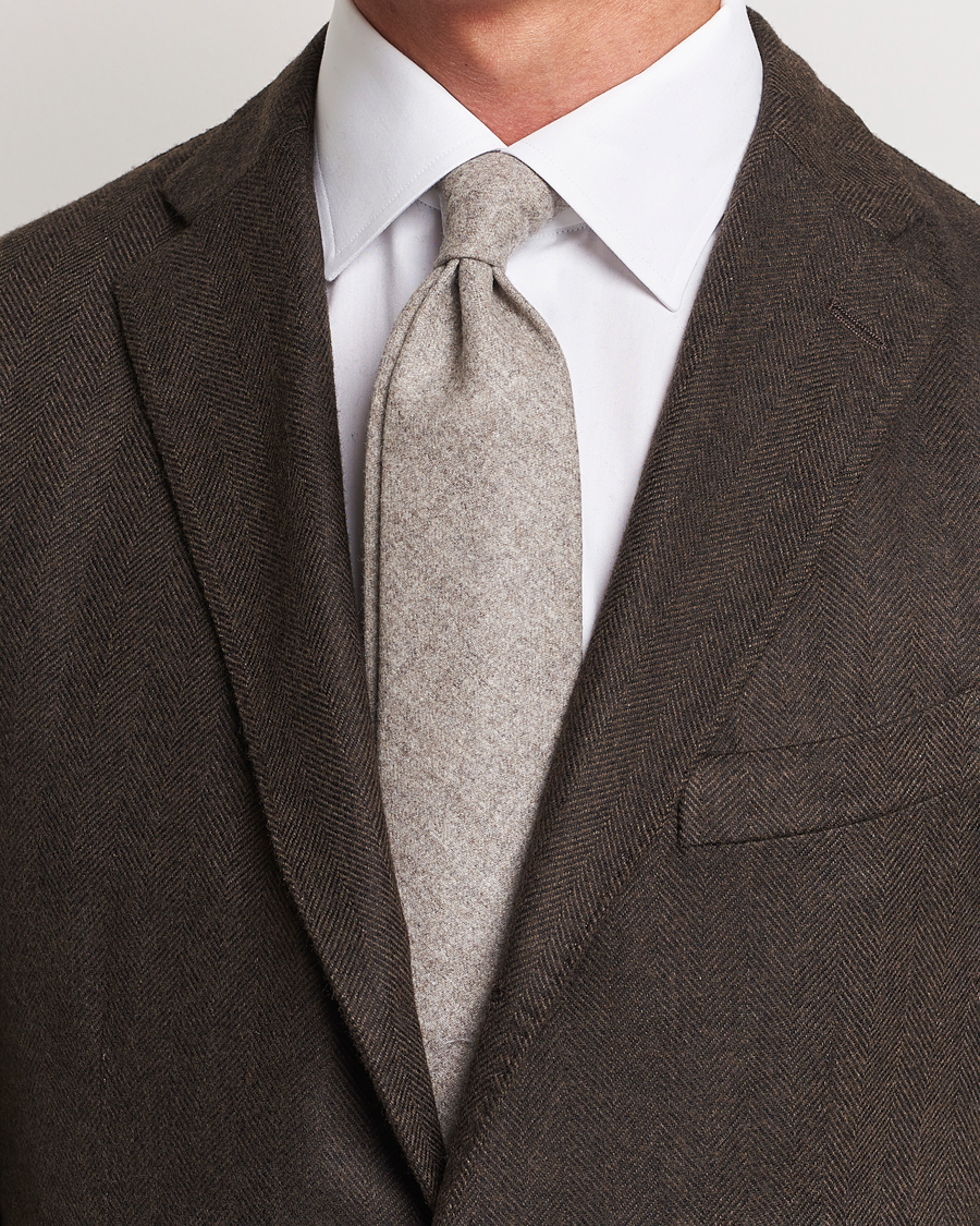 Mies |  | Amanda Christensen | Wool Flannel 8cm Tie Beige Melange