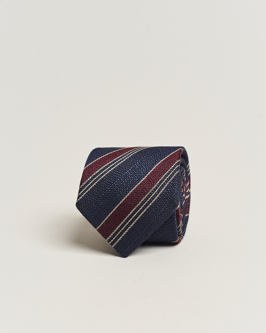 Mies | Amanda Christensen Cotton/Wool/Silk 8cm Regimental Stripe Tie Navy/Red | Amanda Christensen | Cotton/Wool/Silk 8cm Regimental Stripe Tie Navy/Red