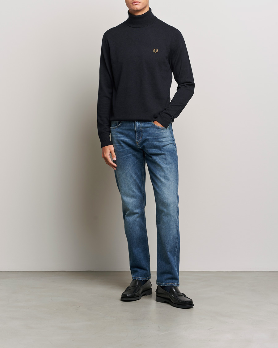 Mies | Puserot | Fred Perry | Knitted Rollneck Jumper Navy