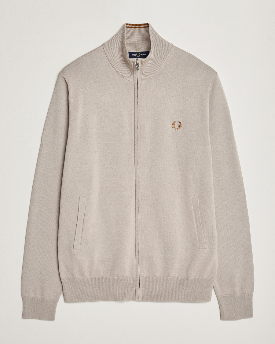 Mies | Puserot | Fred Perry | Knitted Zip Through Jacket Dark Oatmeal