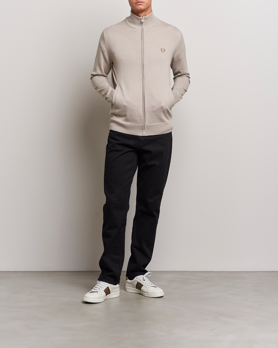 Mies | Puserot | Fred Perry | Knitted Zip Through Jacket Dark Oatmeal