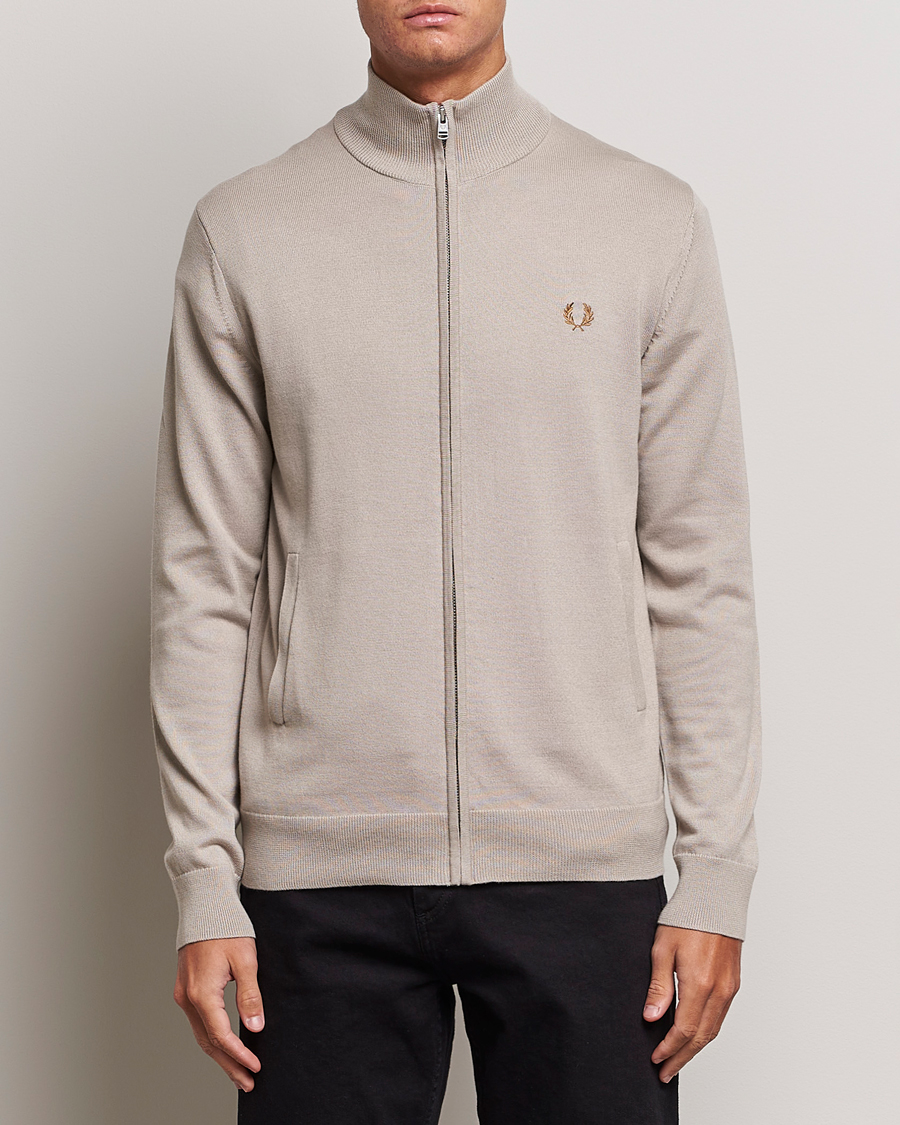 Mies | Full-zip | Fred Perry | Knitted Zip Through Jacket Dark Oatmeal