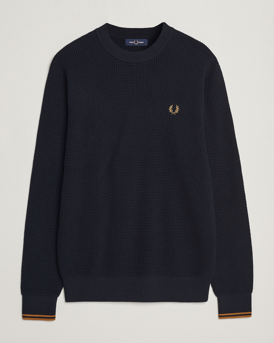 Mies | Puserot | Fred Perry | Waffle Stitch Jumper Navy