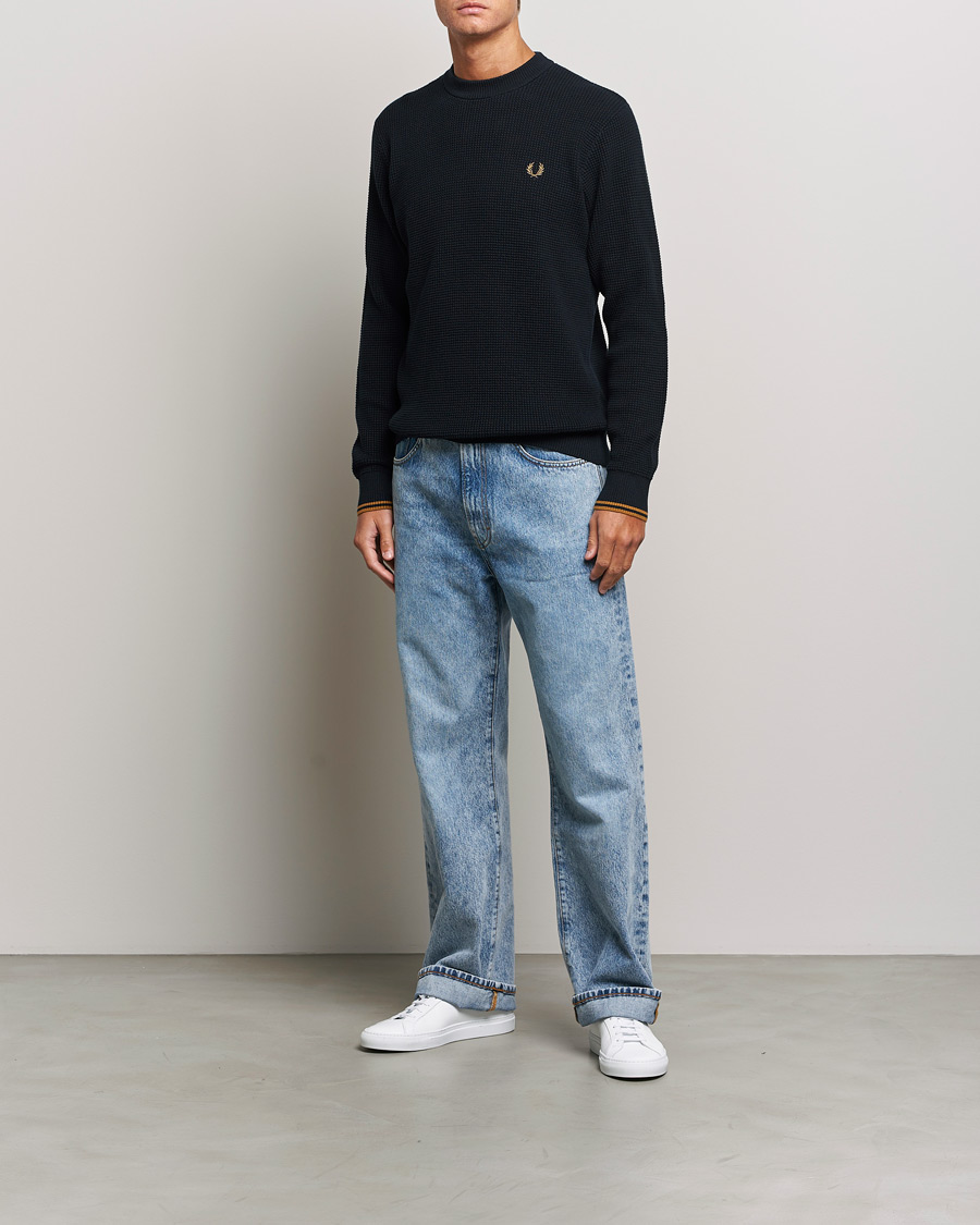 Mies | Puserot | Fred Perry | Waffle Stitch Jumper Navy
