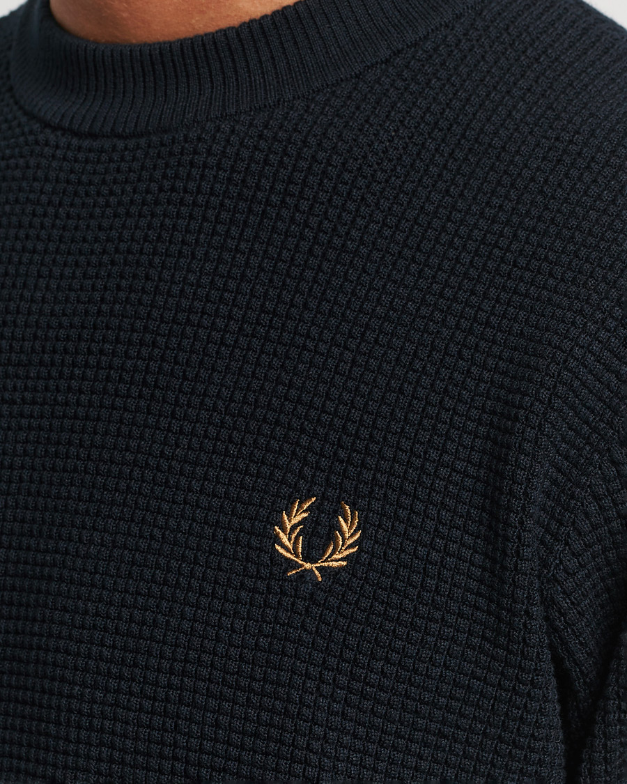 Mies | Puserot | Fred Perry | Waffle Stitch Jumper Navy