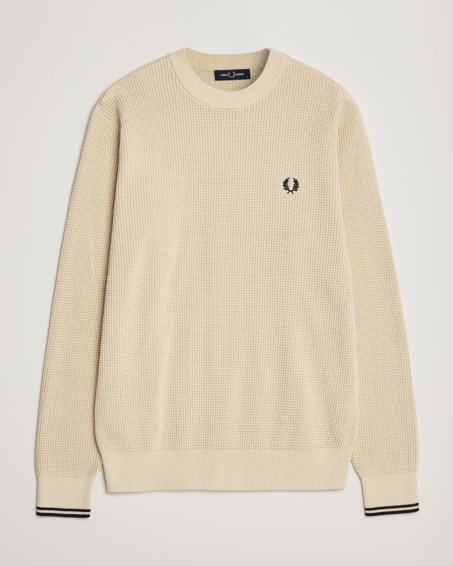 Mies | Puserot | Fred Perry | Waffle Stitch Jumper Oatmeal