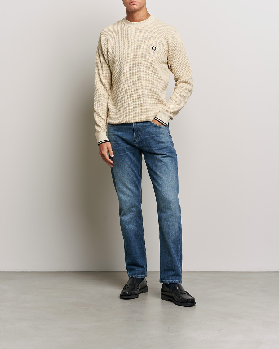 Mies | Puserot | Fred Perry | Waffle Stitch Jumper Oatmeal