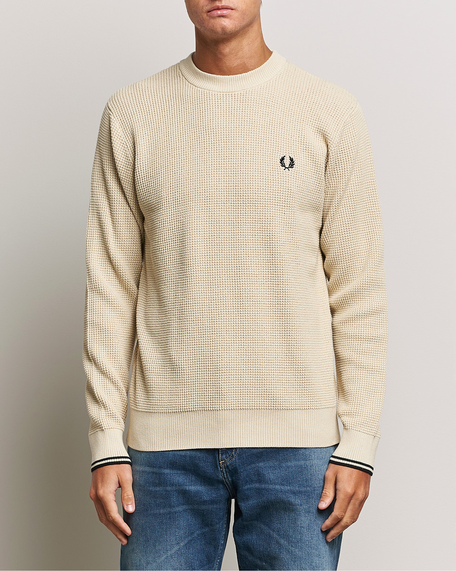Mies | Puserot | Fred Perry | Waffle Stitch Jumper Oatmeal