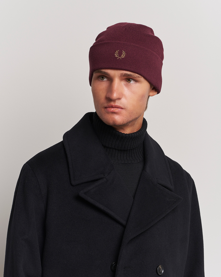 Mies | Fred Perry | Fred Perry | Merino Wool Beanie Oxblood