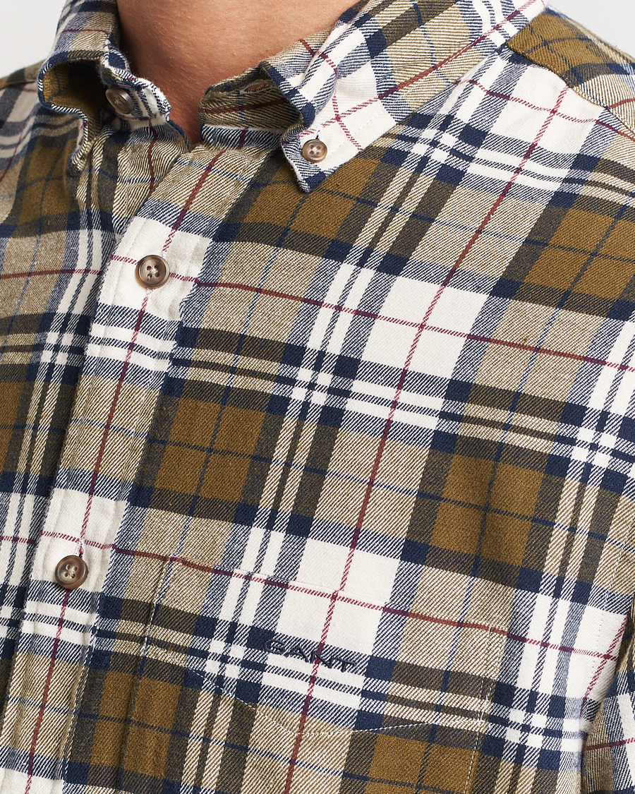 Mies | Kauluspaidat | GANT | Regular Fit Flannel Checked Shirt Dark Cactus