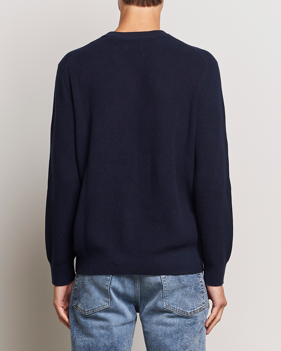 Mies | Puserot | GANT | Cotton/Wool Rib Knitted Crew Neck Evening Blue