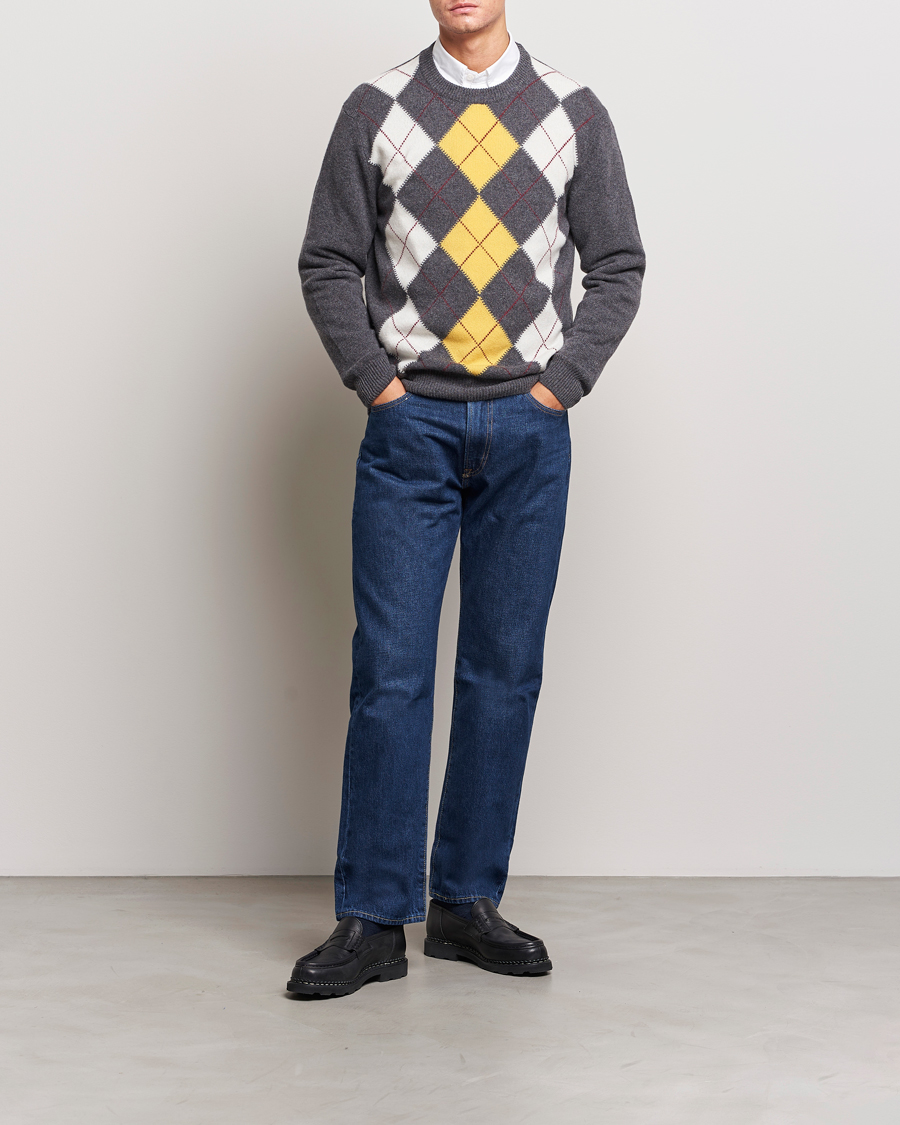 Mies | Puserot | GANT | Lambswool Argyle Crew Neck Sweater Charcoal Melange