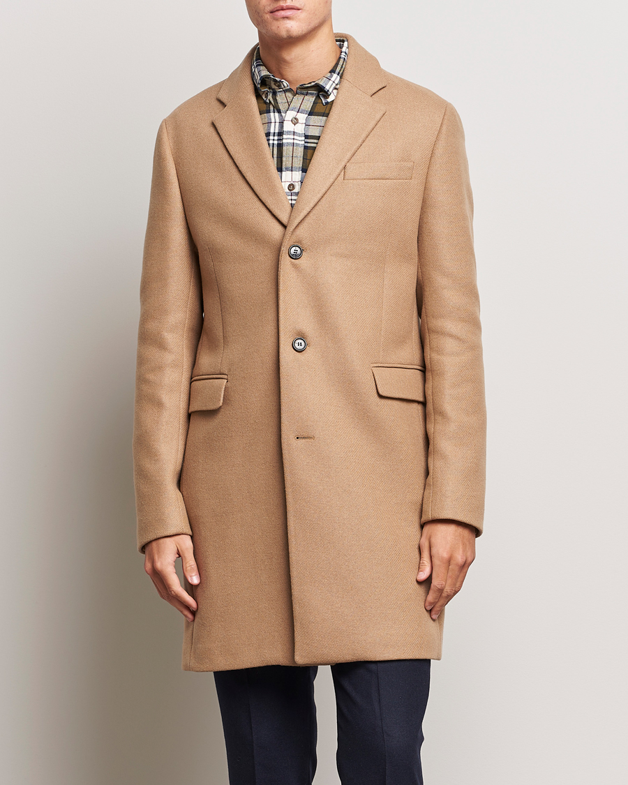 Mies | Päällystakit | GANT | Tailored Wool Coat Mustard Beige