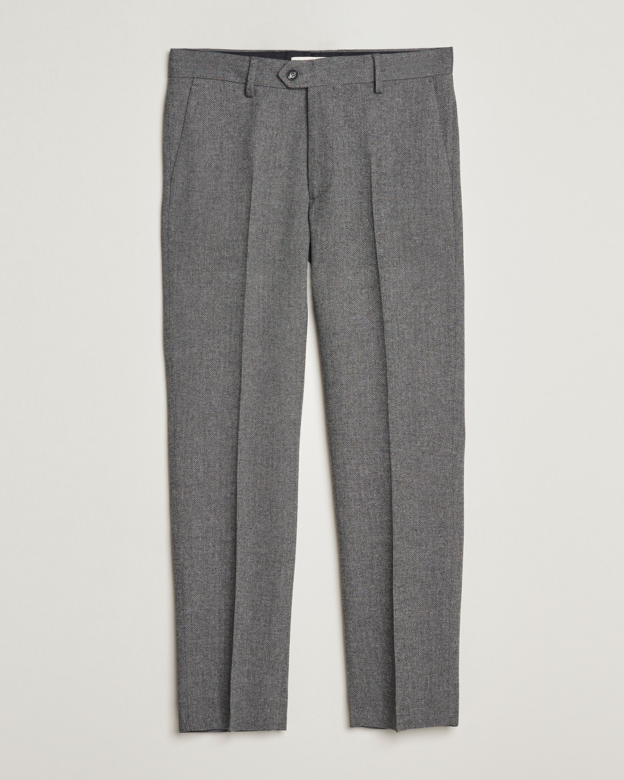 Mies | Housut | Gant | Tapered Herringbone Wool Pants Black