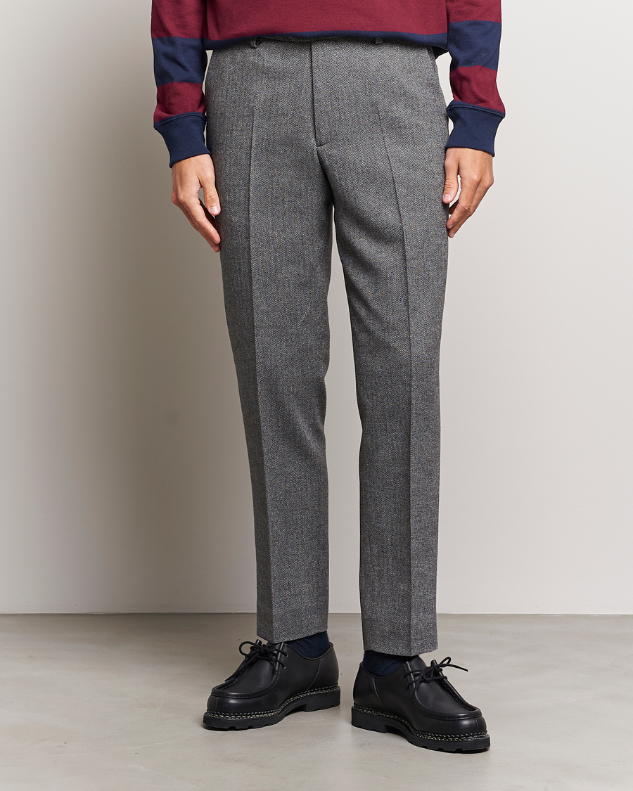 Mies | Housut | Gant | Tapered Herringbone Wool Pants Black