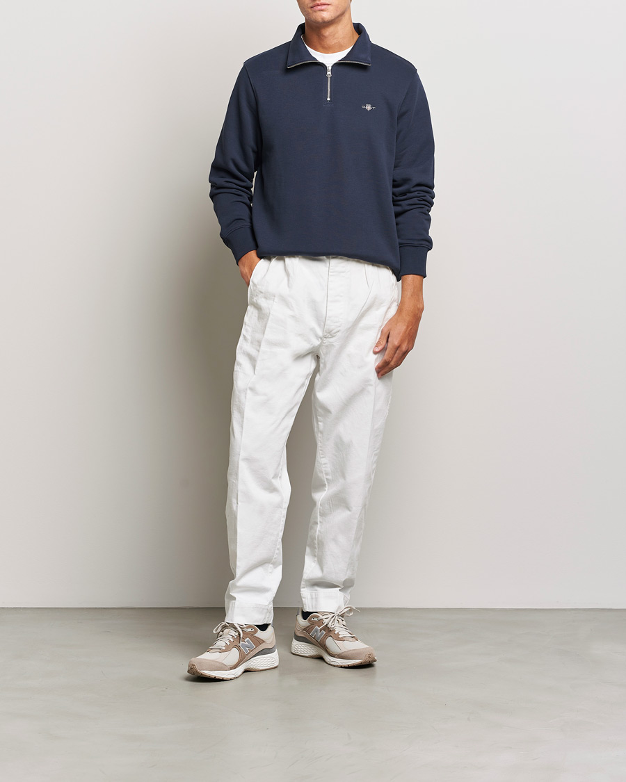 Mies | Puserot | GANT | Original Shield Half Zip Sweater Evening Blue