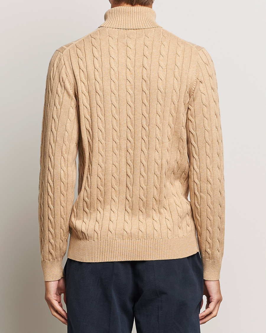 Mies | Puserot | GANT | Cotton Cable Turtleneck Khaki Melange