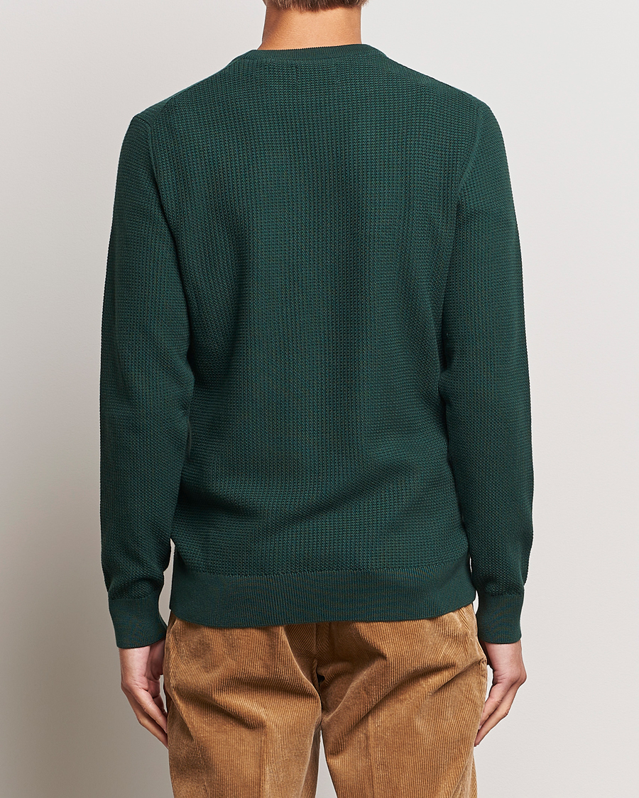 Mies | Puserot | GANT | Cotton Micro Textured Crew Neck Tartan Green
