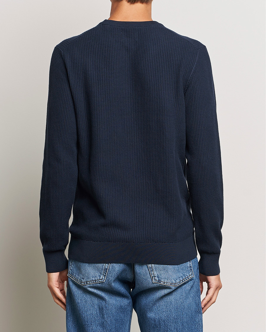Mies | Puserot | GANT | Cotton Micro Textured Crew Neck Evening Blue