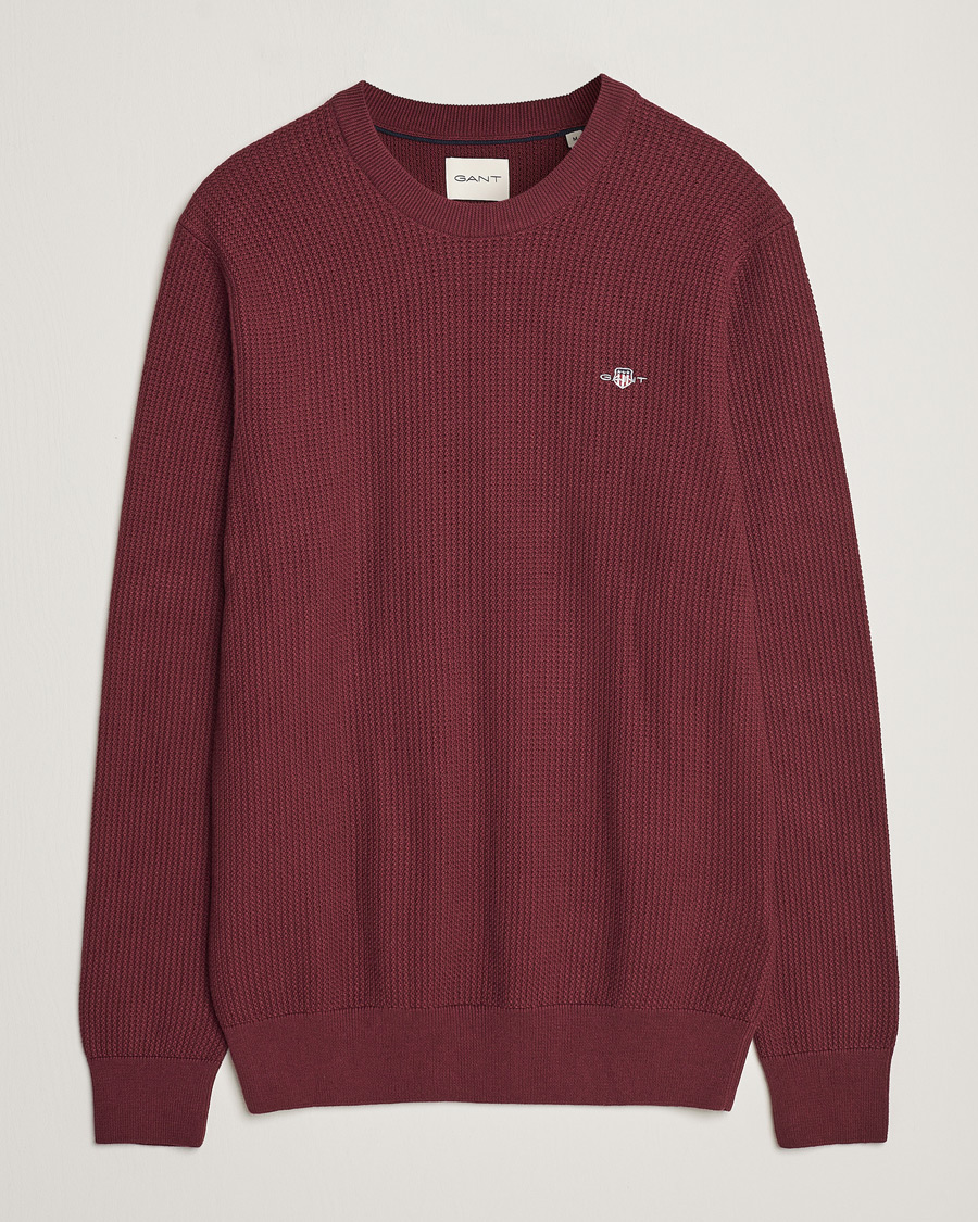 Mies | Puserot | GANT | Cotton Micro Textured Crew Neck Red Shadow
