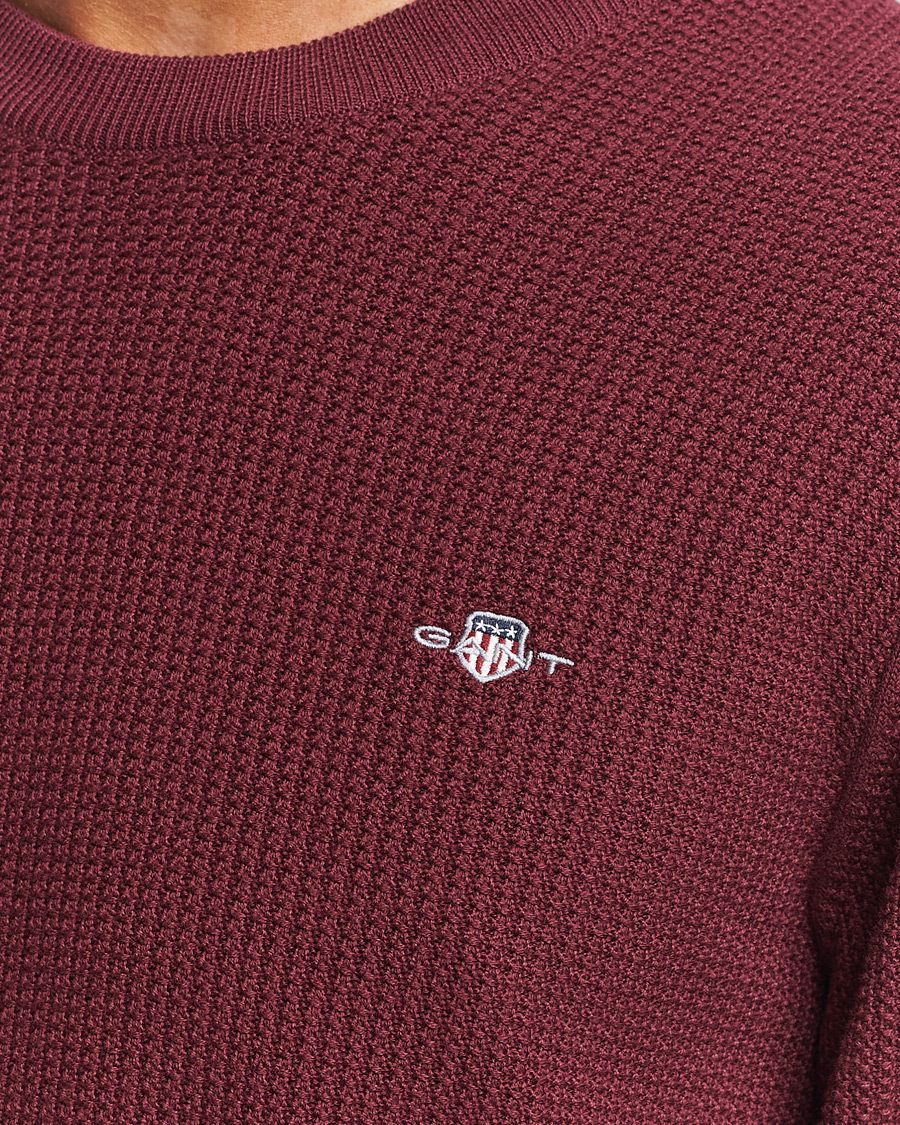 Mies | Puserot | GANT | Cotton Micro Textured Crew Neck Red Shadow