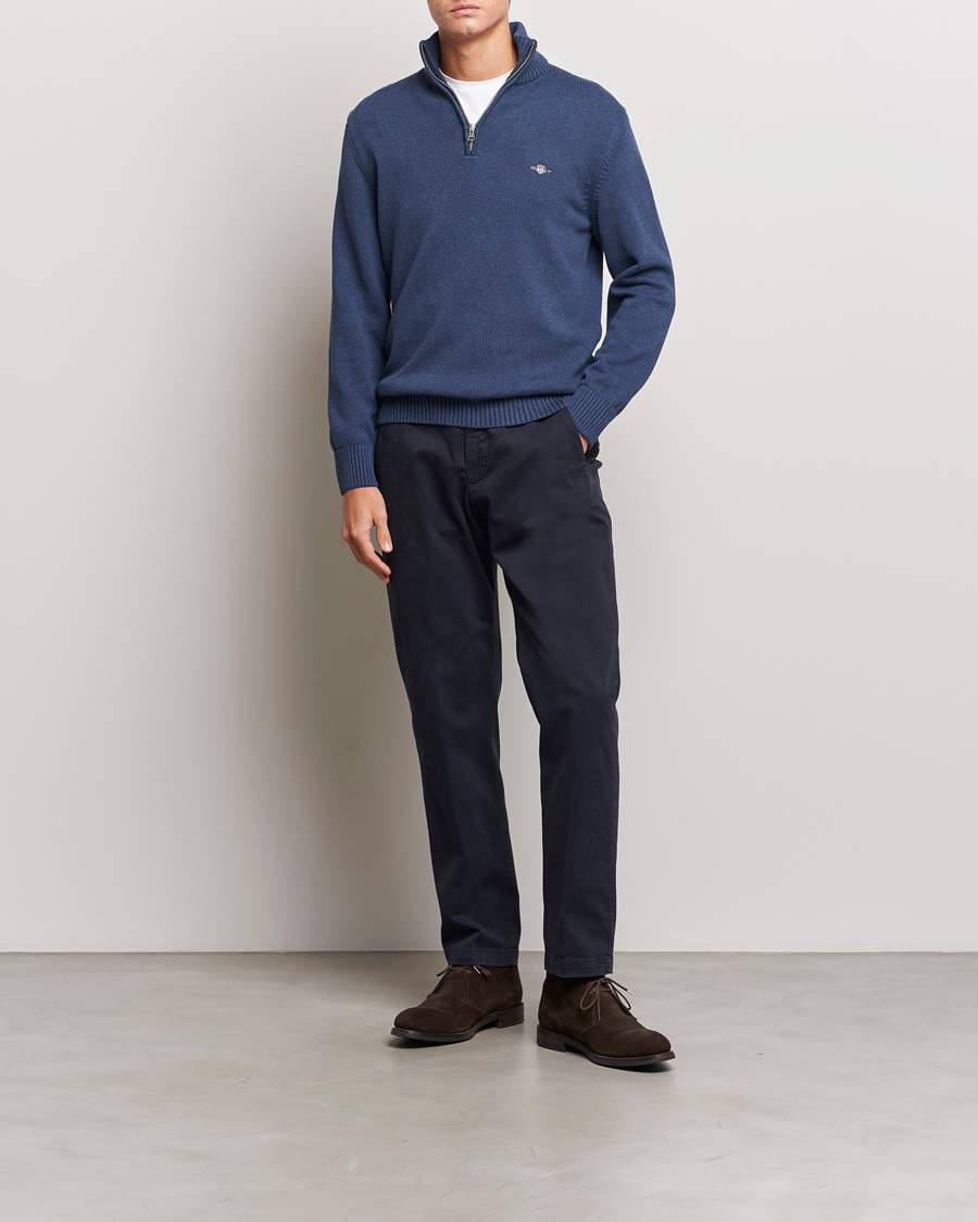 Mies | Puserot | GANT | Cotton Half Zip Marine Melange