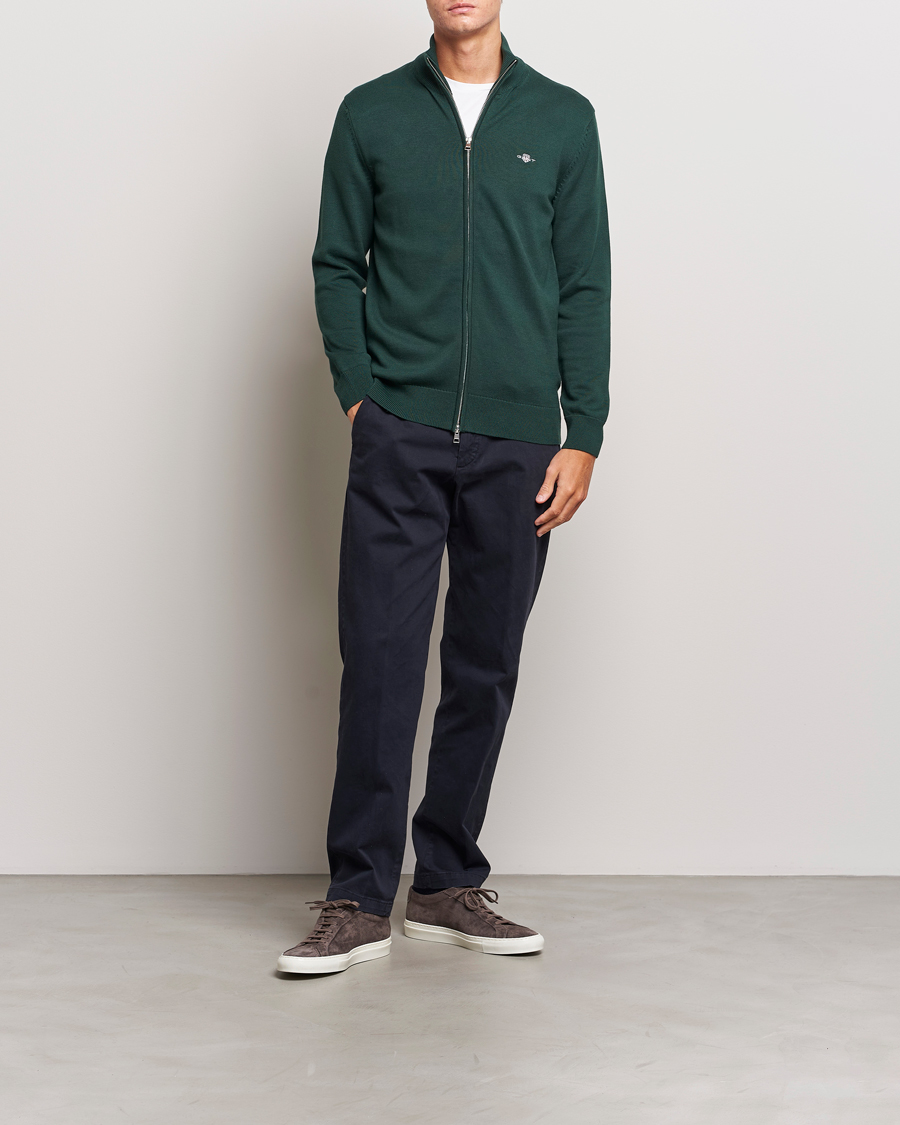 Mies | Puserot | GANT | Cotton Full Zip Tartan Green