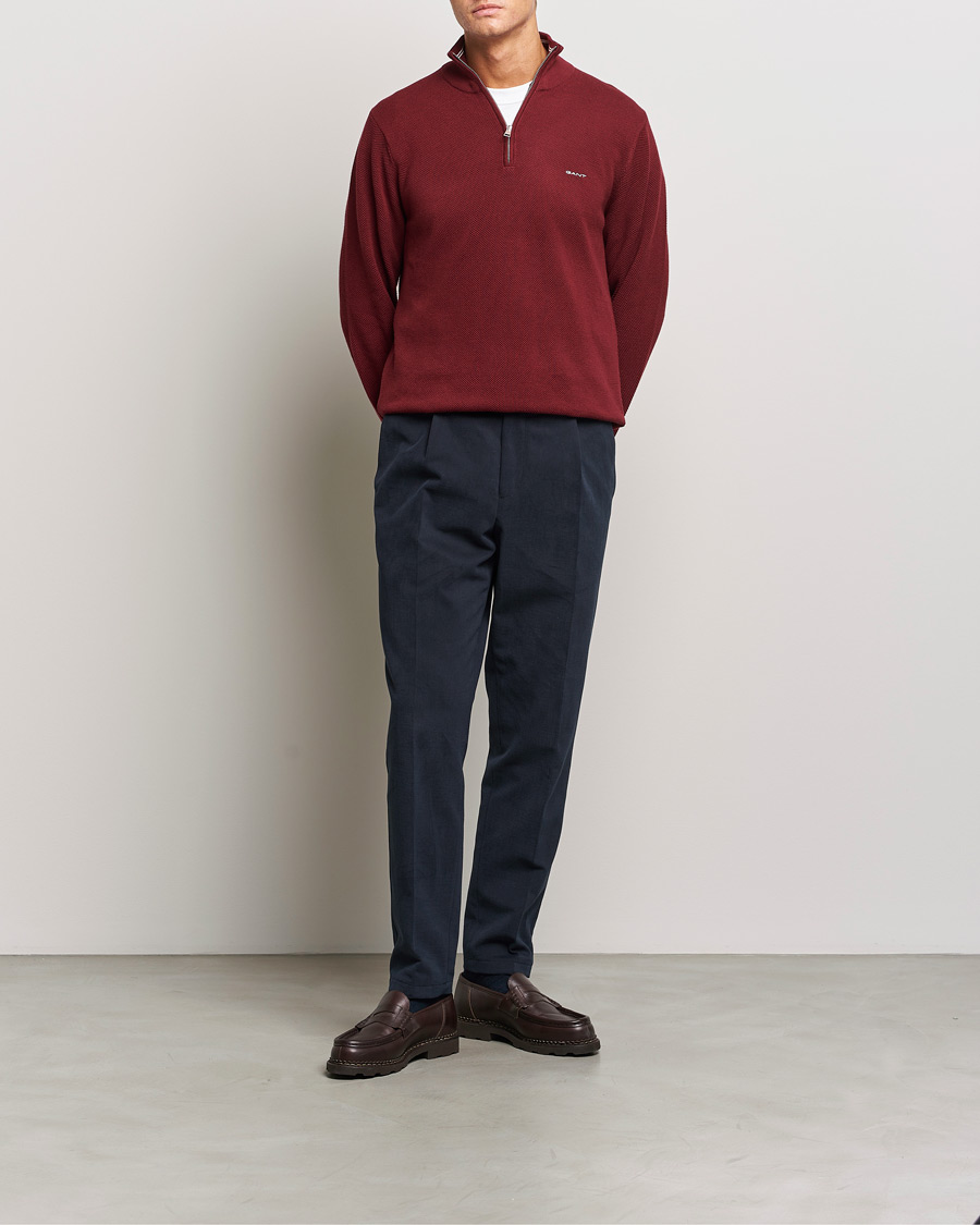 Mies | Puserot | GANT | Cotton Pique Half Zip Plumped Red
