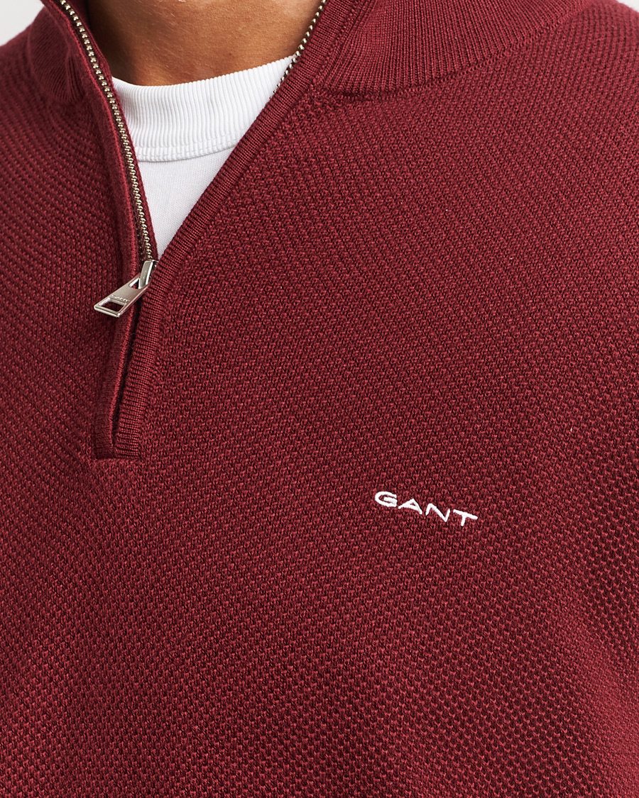 Mies | Puserot | GANT | Cotton Pique Half Zip Plumped Red