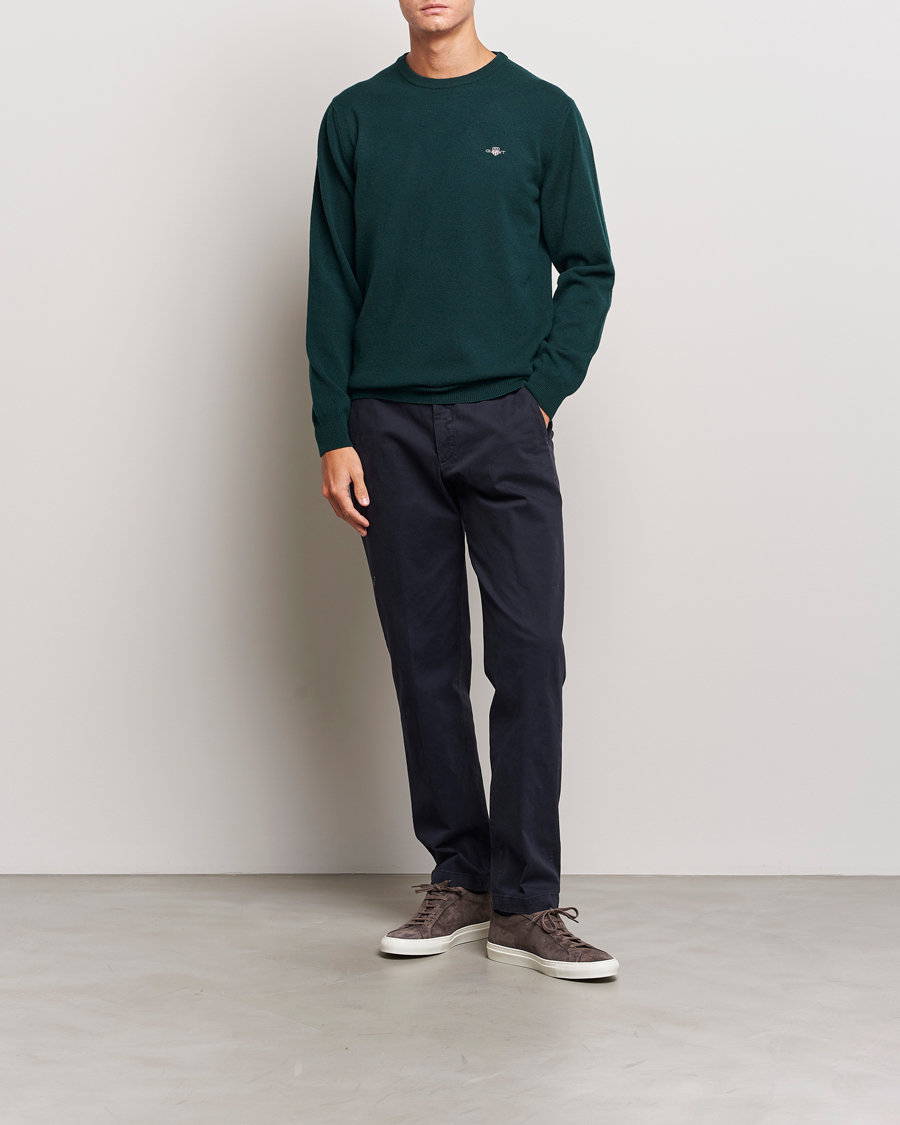 Mies | Puserot | GANT | Lambswool Crew Neck Pullover Tartan Green
