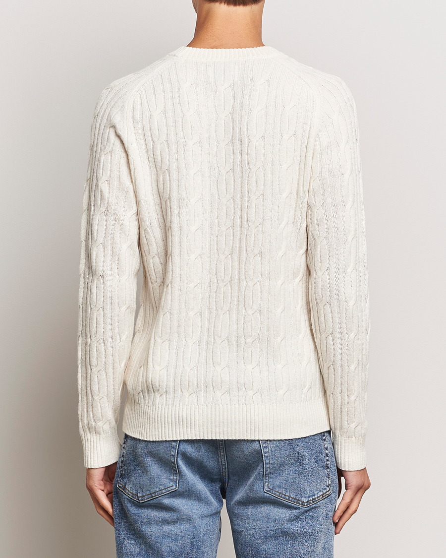Mies | Puserot | GANT | Lambswool Cable Crew Neck Pullover Cream