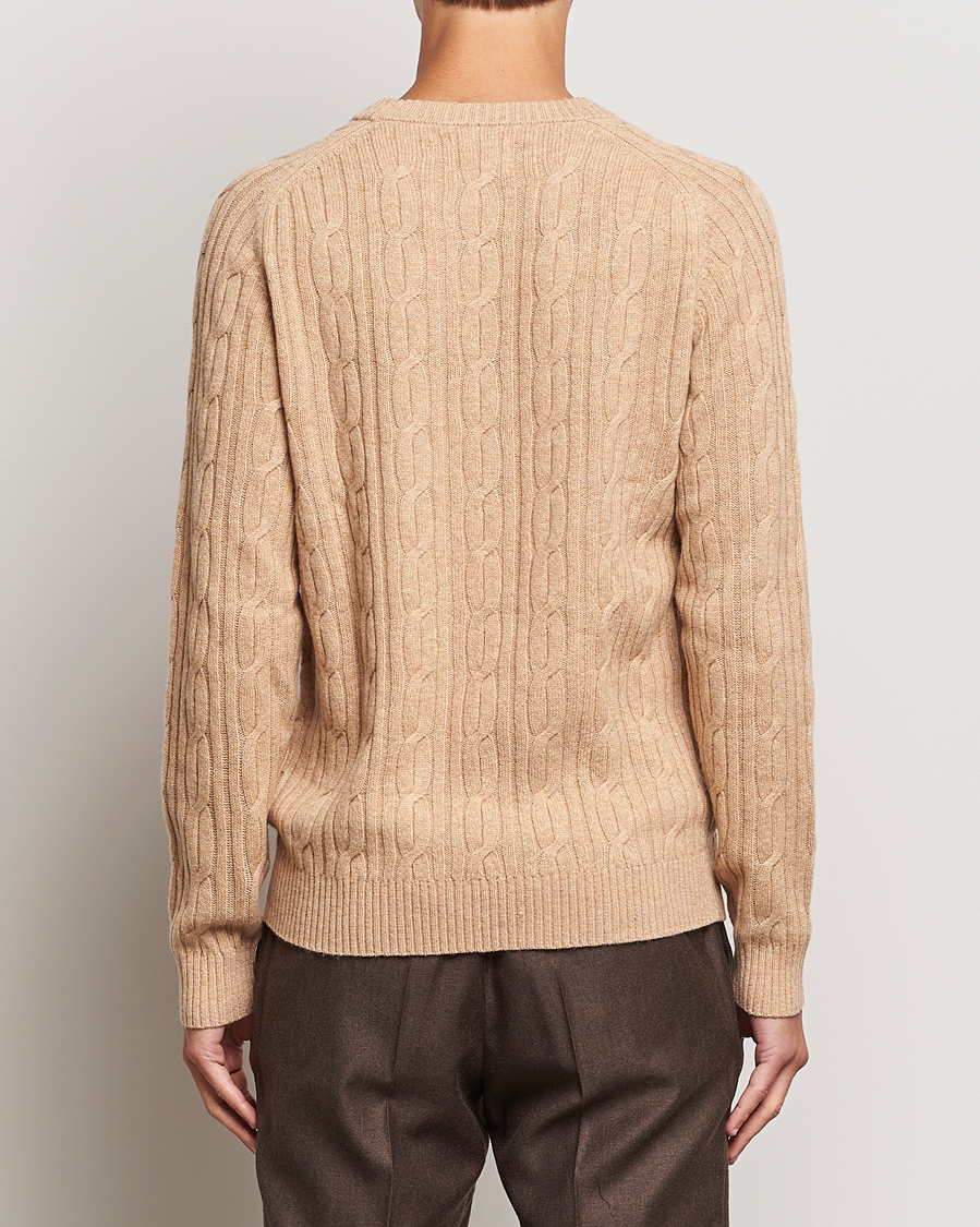 Mies | Puserot | GANT | Lambswool Cable Crew Neck Pullover Khaki Melange