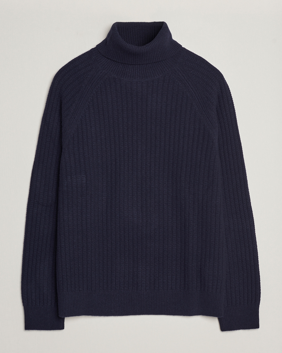 Mies | Poolot | GANT | Lambswool Textured Rollneck Evening Blue