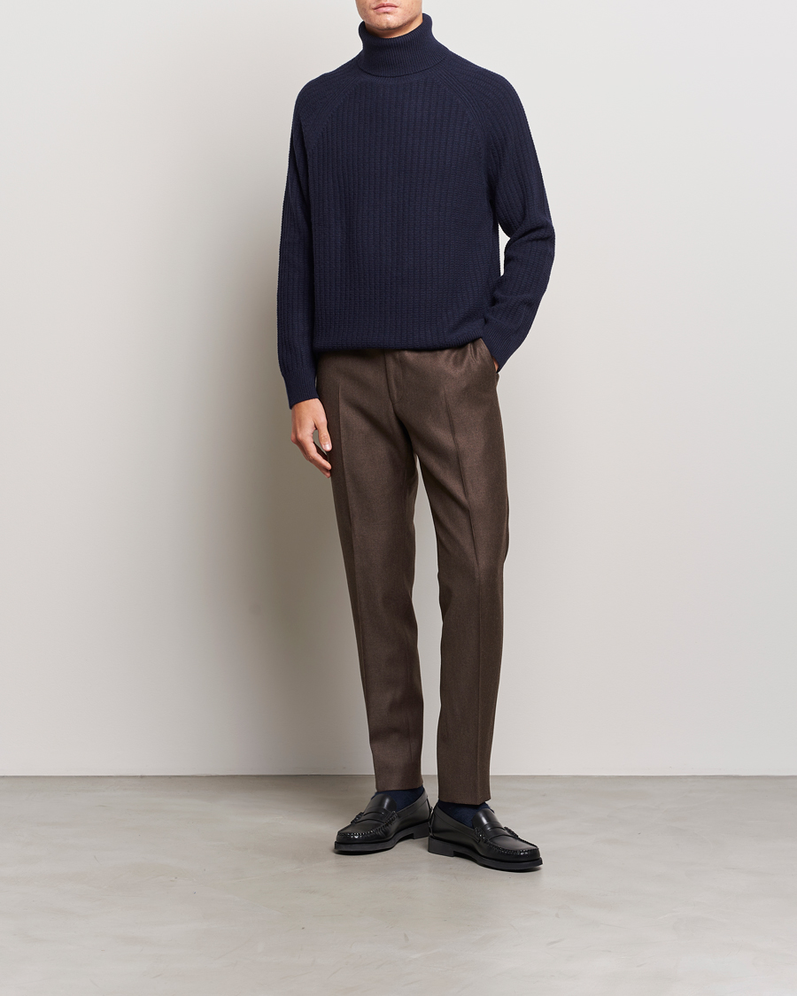 Mies | Puserot | GANT | Lambswool Textured Rollneck Evening Blue