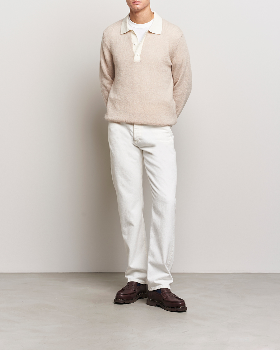 Mies | Puserot | GANT | Mohair Knitted Polo Soft Oat